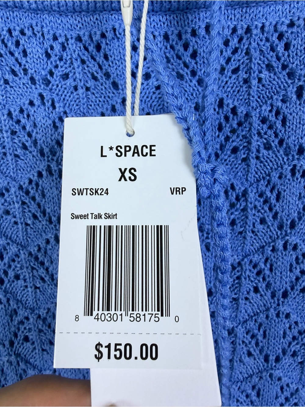 L*SPACE Sweet Talk Knit Set Blue NWT Top S Skirt XS - Picture 10 of 16